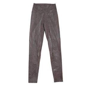 Aerie Offline The Hugger Dark Brown Faux Leather Crackle Leggings S